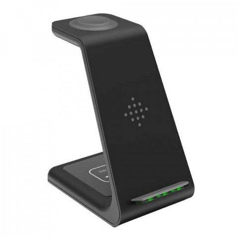 Бездротова зарядка стенд Smart 3 in 1 Fast 15W T3 (black)